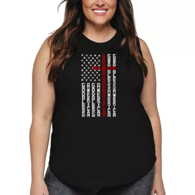 Cross Flag - Women's Plus Word Art Tank Top