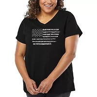 Women's Plus Word Art V-Neck - Glory Hallelujah Flag
