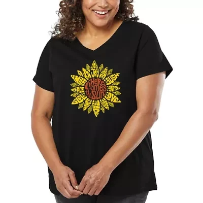 Women's Plus Word Art V-Neck - Sunflower