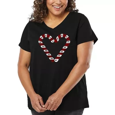 Candy Canes - Women's Plus Word Art V-Neck