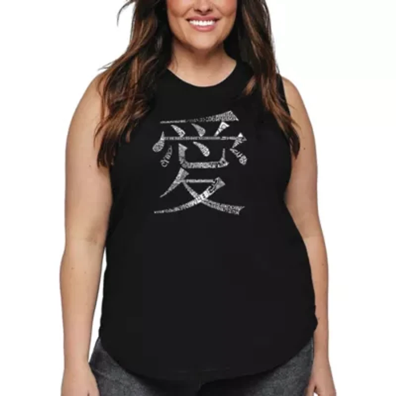 Women's Plus Word Art Tank Top - The Love 44 Languages
