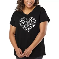 Women's Plus Word Art V-Neck - Heart Notes