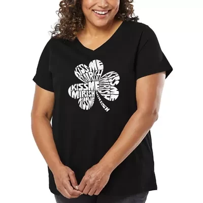Women's Plus Word Art V-Neck - KISS ME I'M IRISH