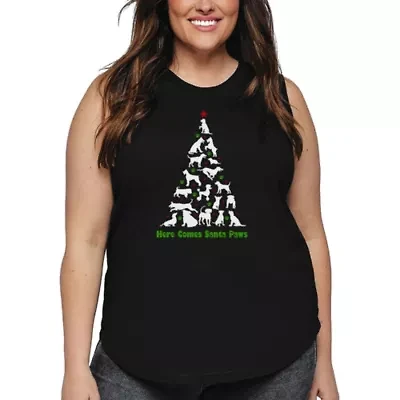 Here Comes Santa Paws - Women's Plus Word Art Tank Top