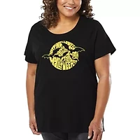 Women's Plus Word Art T-shirt - Halloween Bats