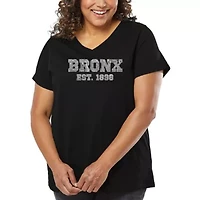 Women's Plus Word Art V-Neck - POPULAR NEIGHBORHOODS BRONX, NY