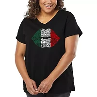 Women's Plus Word Art V-Neck - Latina Lips