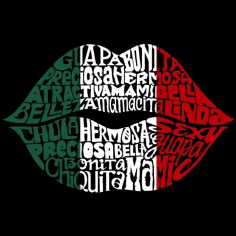 Women's Plus Word Art V-Neck - Latina Lips