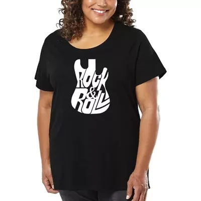 Rock And Roll Guitar - Women's Plus Word Art T-Shirt