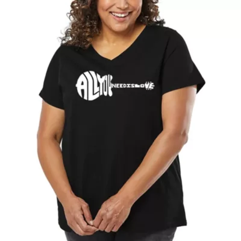 Women's Plus Word Art V-Neck - All You Need Is Love