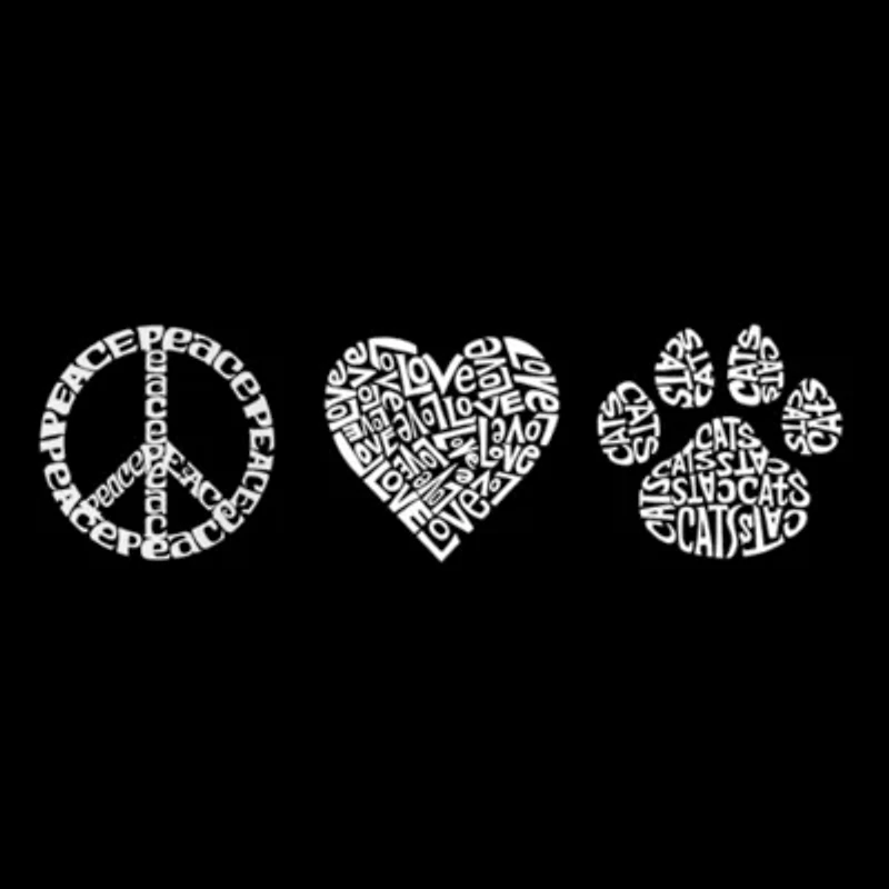 Women's Plus Word Art T-shirt - Peace Love Cats
