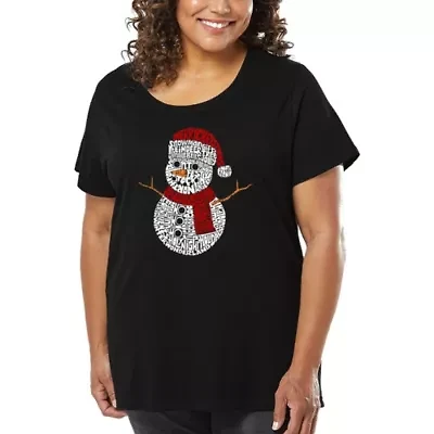 Christmas Snowman - Women's Plus Word Art T-Shirt