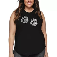 Women's Plus Word Art Tank Top - Meow Cat Prints