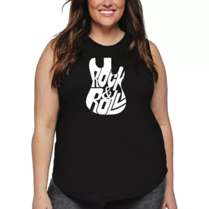 Rock And Roll Guitar - Women's Plus Word Art Tank Top