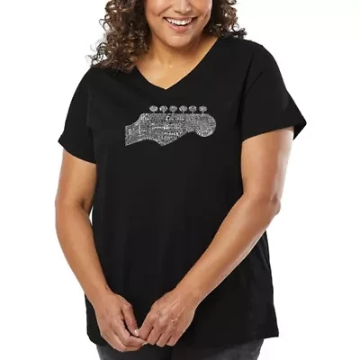 Women's Plus Word Art V-Neck - Guitar Head