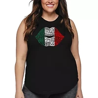 Women's Plus Word Art Tank Top - Latina Lips