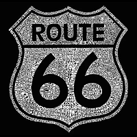 Women's Plus Word Art T-shirt - CITIES ALONG THE LEGENDARY ROUTE 66