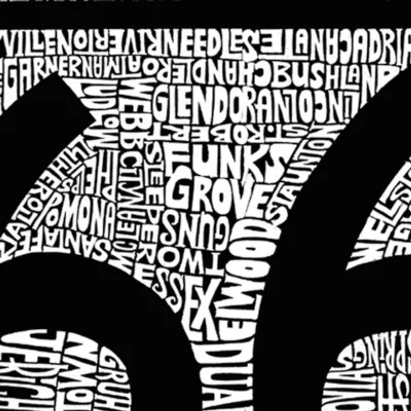 Women's Plus Word Art T-shirt - CITIES ALONG THE LEGENDARY ROUTE 66