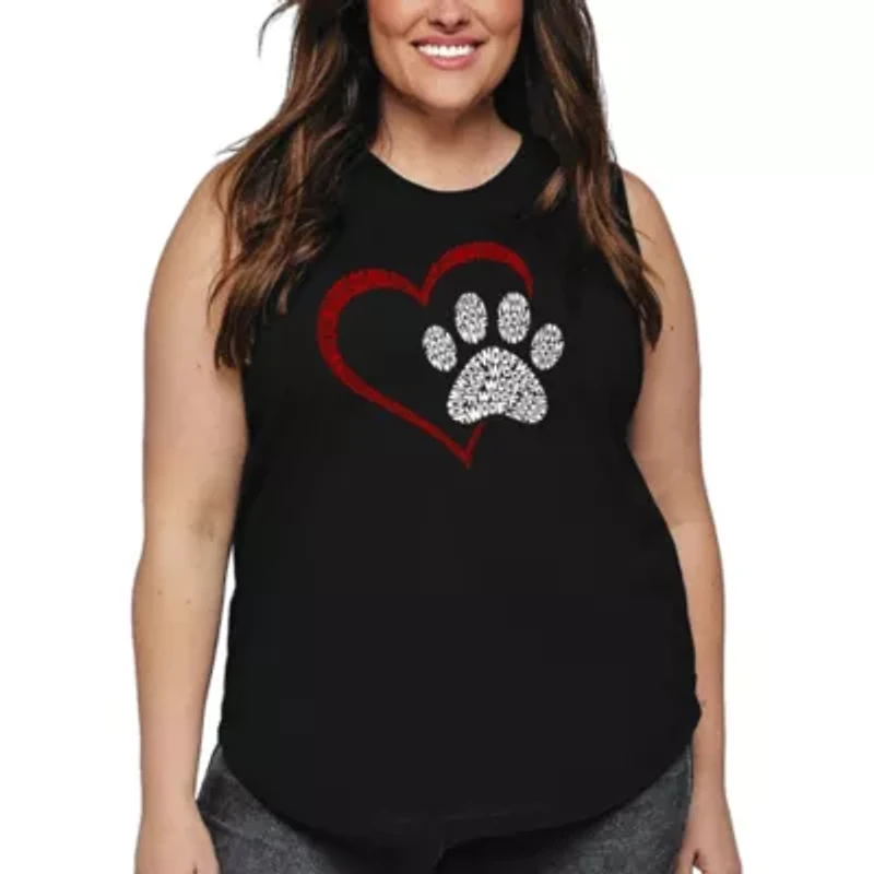 Paw Heart - Women's Plus Word Art Tank Top