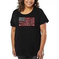 Women's Plus Word Art T-shirt - Fireworks American Flag