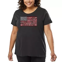 Women's Plus Word Art T-shirt - Fireworks American Flag