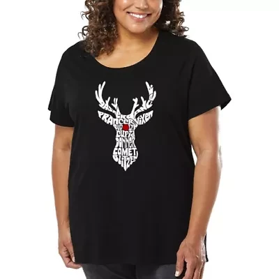 Women's Plus Word Art T-shirt - Santa's Reindeer