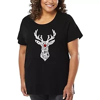 Women's Plus Word Art T-shirt - Santa's Reindeer