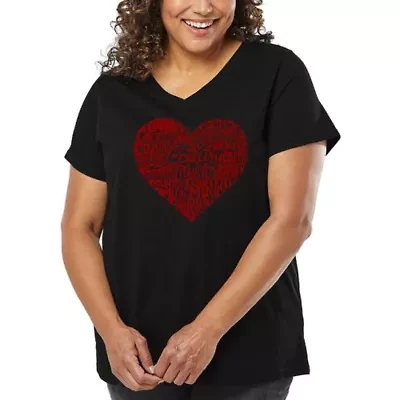 Women's Plus Word Art V-Neck - Country Music Heart