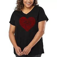 Women's Plus Word Art V-Neck - Country Music Heart