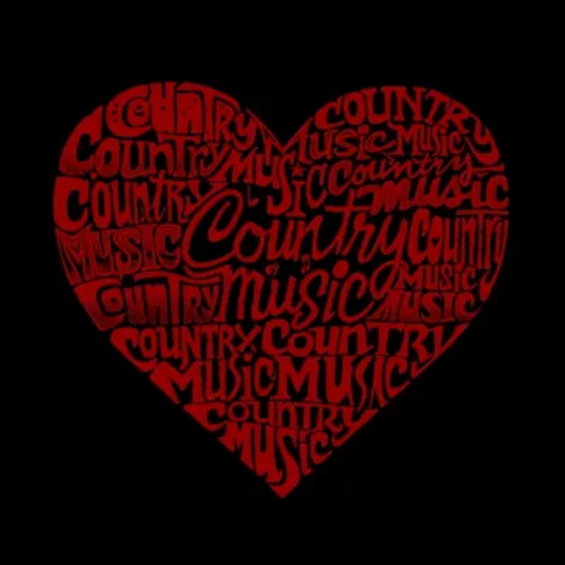 Women's Plus Word Art V-Neck - Country Music Heart
