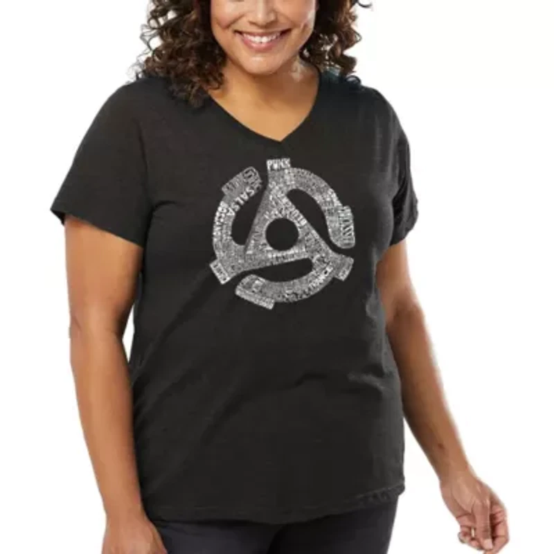 Women's Plus Word Art V-Neck - Record Adapter