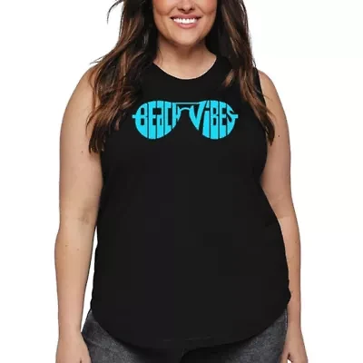 Beach Vibes - Women's Plus Word Art Tank Top