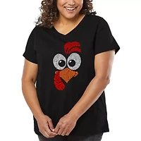 Turkey Face - Women's Plus Word Art V-Neck