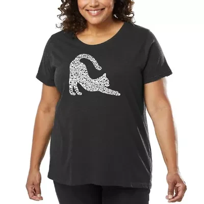 Stretching Cat - Women's Plus Word Art T-Shirt