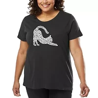 Stretching Cat - Women's Plus Word Art T-Shirt