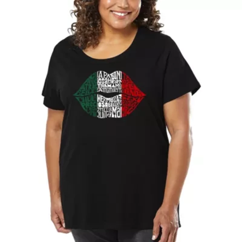 Women's Plus Word Art T-shirt - Latina Lips