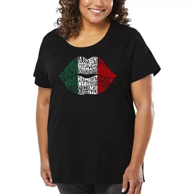 Women's Plus Word Art T-shirt - Latina Lips