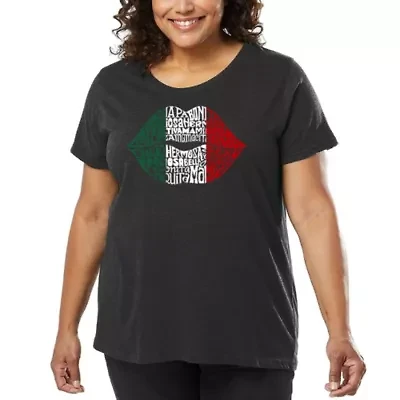 Women's Plus Word Art T-shirt - Latina Lips