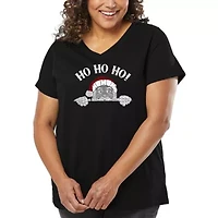 Peeking Santa - Women's Plus Word Art V-Neck
