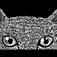 Women's Plus Word Art V-Neck - Peeking Cat