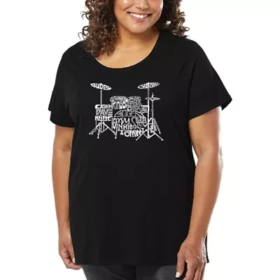 Women's Plus Word Art T-shirt - Drums
