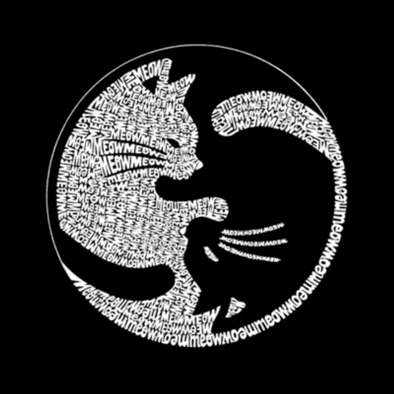 Women's Plus Word Art T-shirt - Yin Yang Cat