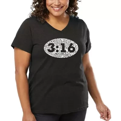 Women's Plus Word Art V-Neck - John 3:16
