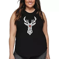 Women's Plus Word Art Tank Top - Santa's Reindeer