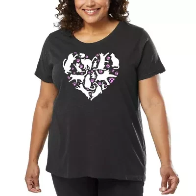 Cat Heart - Women's Plus Word Art T-Shirt