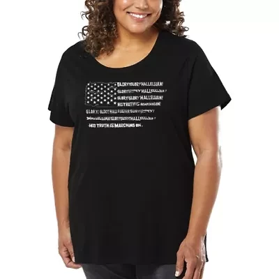 Women's Plus Word Art T-shirt - Glory Hallelujah Flag