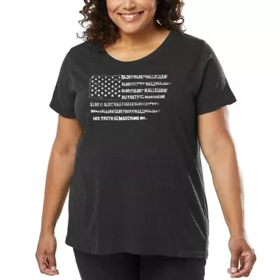 Women's Plus Word Art T-shirt - Glory Hallelujah Flag