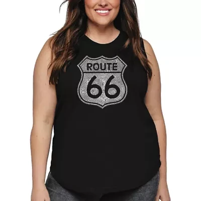 Women's Plus Word Art Tank Top - CITIES ALONG THE LEGENDARY ROUTE 66
