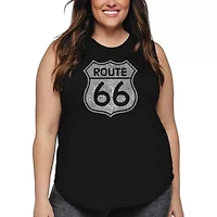 Women's Plus Word Art Tank Top - CITIES ALONG THE LEGENDARY ROUTE 66