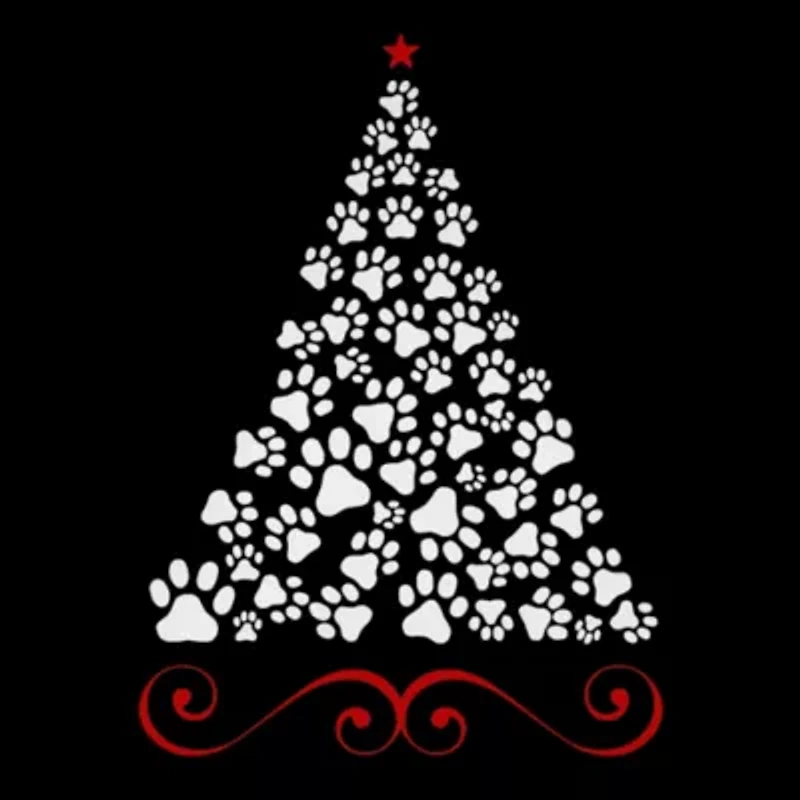 Paw Christmas Tree - Women's Plus Word Art T-Shirt